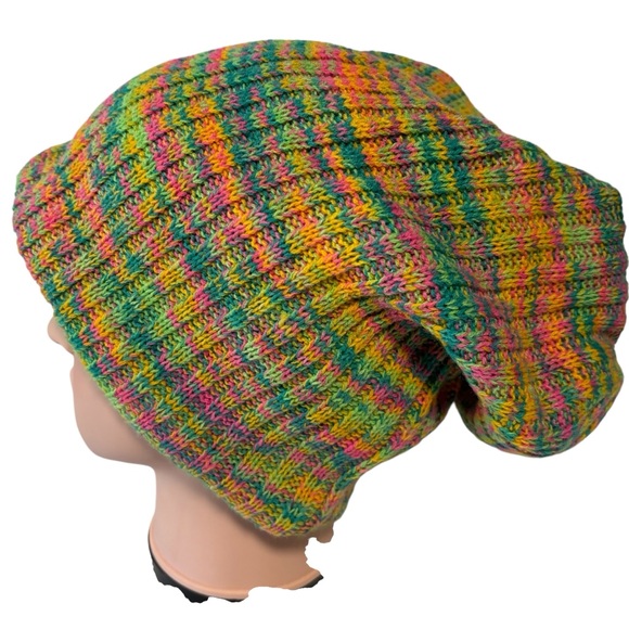 Forbusite Slouch Hood multicolored ribbed beanie toboggan lined sock hat… - Picture 2 of 12